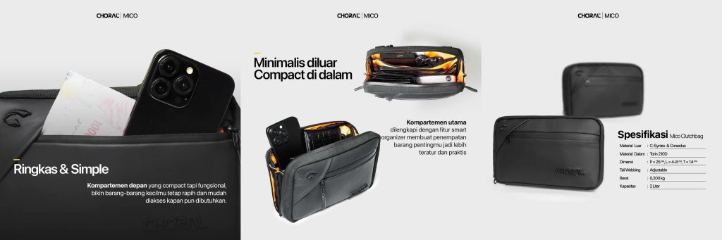Kompartemen Lengkap pada Sling Bag Ukuran Kecil