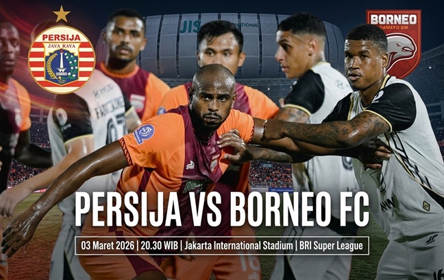 Persija Jakarta vs Borneo FC 3 Maret 2026 di Stadion JIS