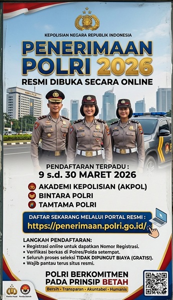 Penerimaan Polri 2026 Resmi Dibuka Secara Online