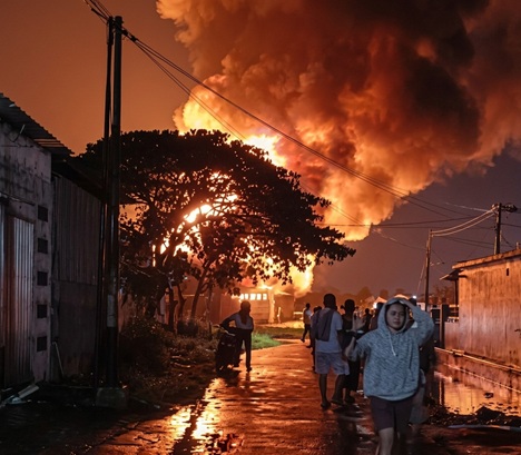 Kepanikan Warga Akibat Gudang LPG Terbakar